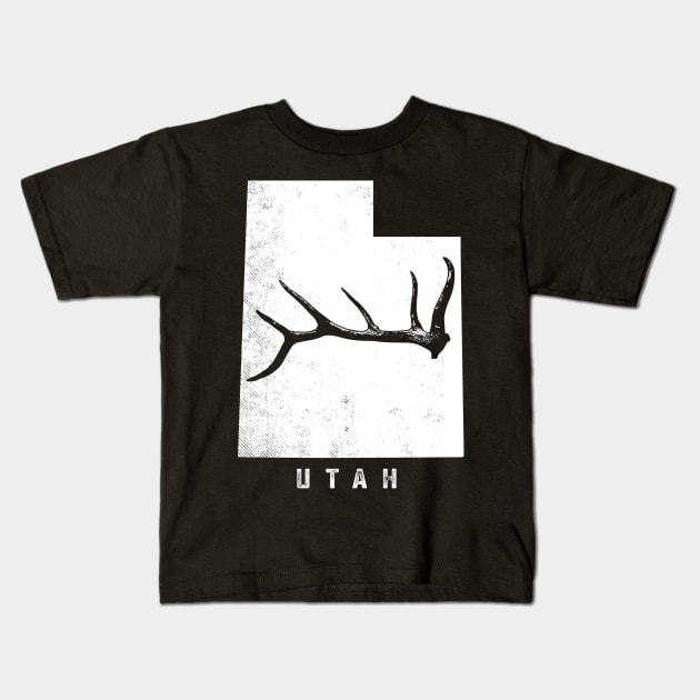 Elk & Deer Shed antler hunting utah MAP t-shirt Kids T-Shirt by tmuzaa